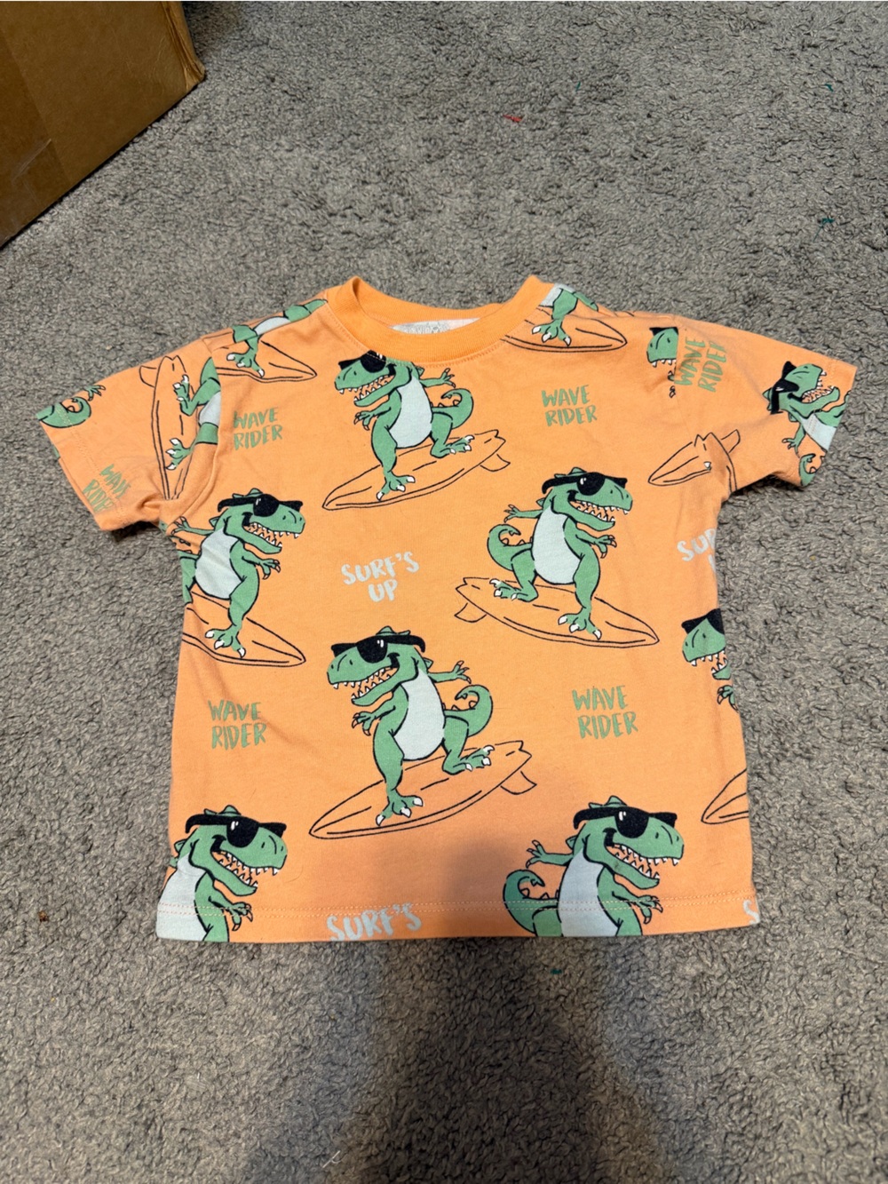 Garanimals Orange T‑Shirt with Green Surfing Dinosaur Print